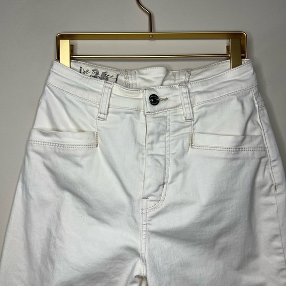 Free People CRVY Lace-Up Crop Wide-Leg Jeans in Ivory Size 26 - Picture 3 of 5